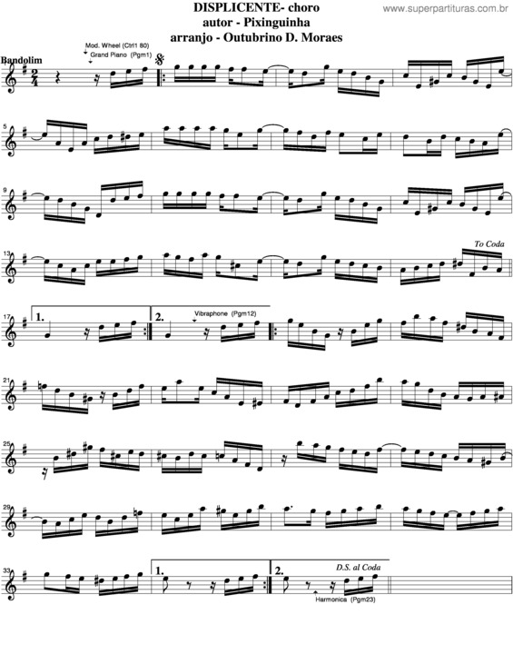 Partitura da música Displicente v.6