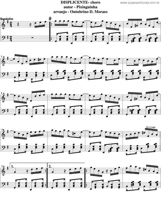 Partitura da música Displicente v.7