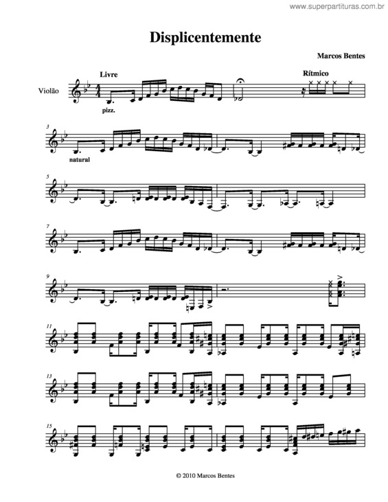 Partitura da música Displicente