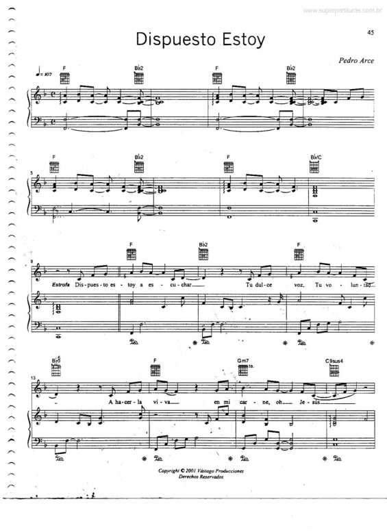 Partitura da música Dispuesto Estoy