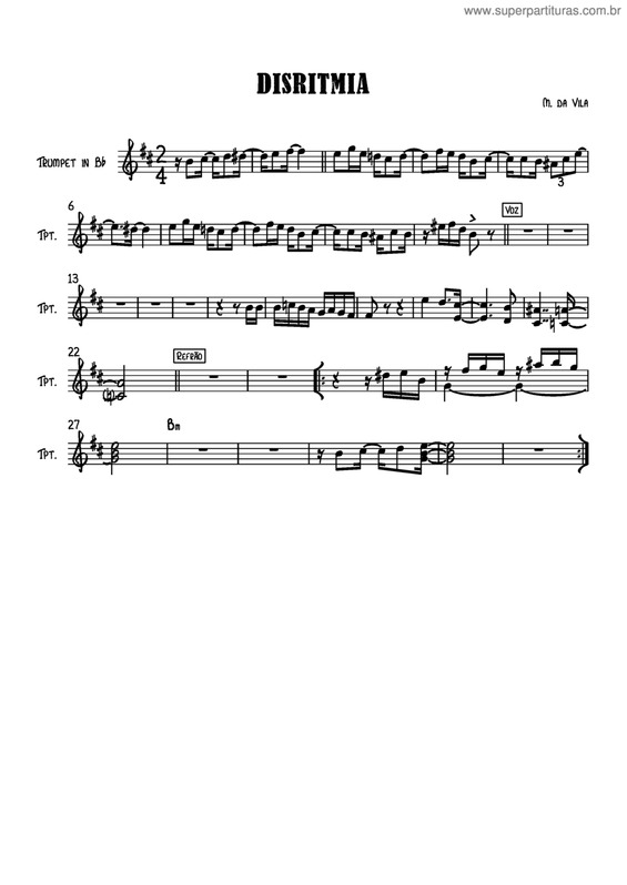 Partitura da música Disritmia