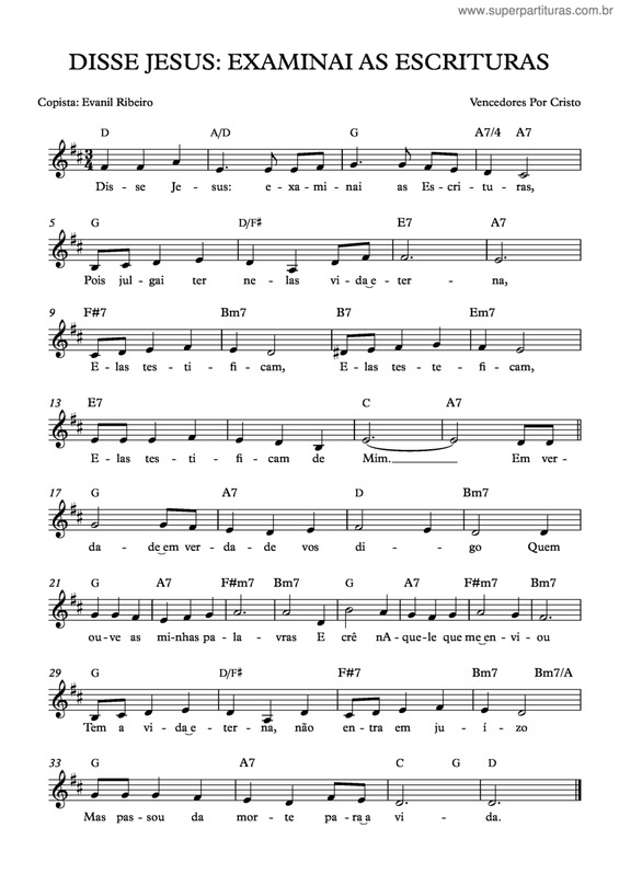 Partitura da música Disse Jesus: Examinai As Escrituras