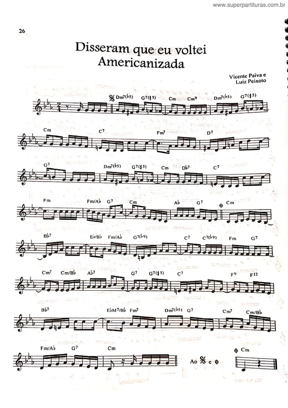 Partitura da música Disseram Que Eu Voltei Americanizada v.3