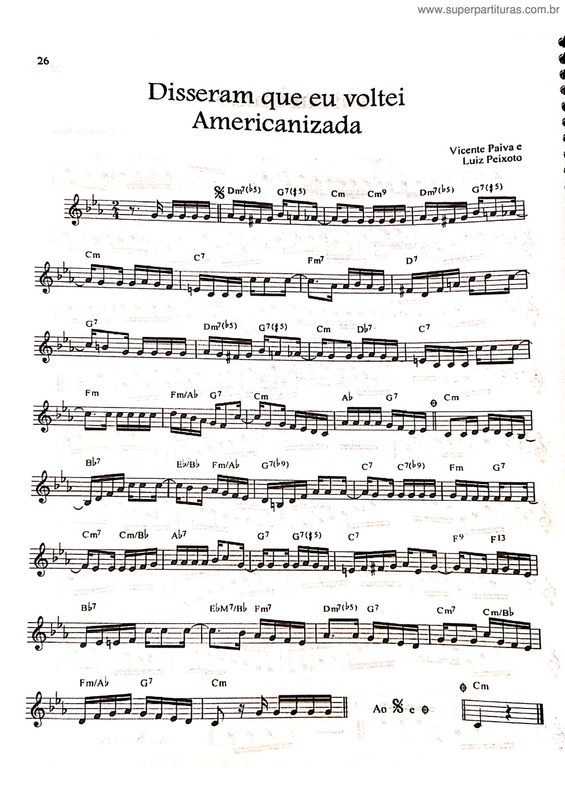 Partitura da música Disseram Que Eu Voltei Americanizada v.3