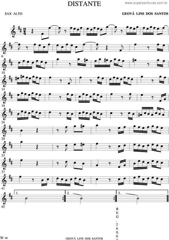 Partitura da música Distante v.3