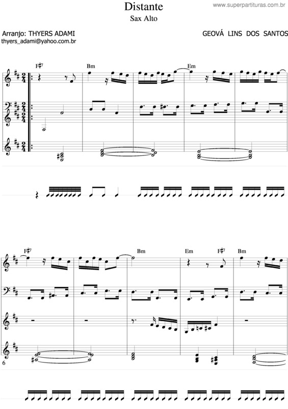 Partitura da música Distante v.4