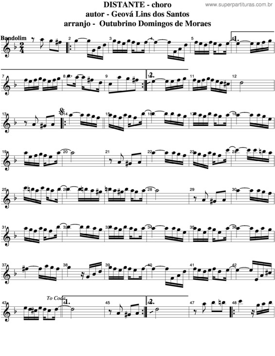 Partitura da música Distante v.5