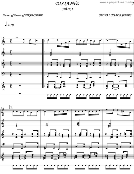 Partitura da música Distante v.6