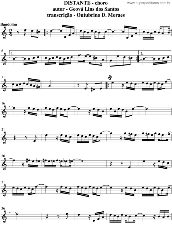 Partitura da música Distante v.7