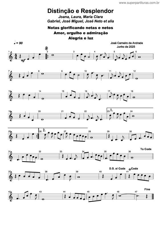 Partitura da música Distinção E Resplendor