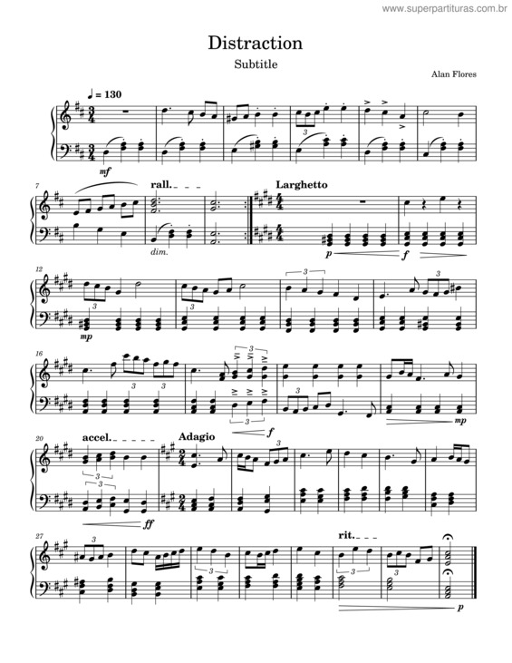Partitura da música Distraction