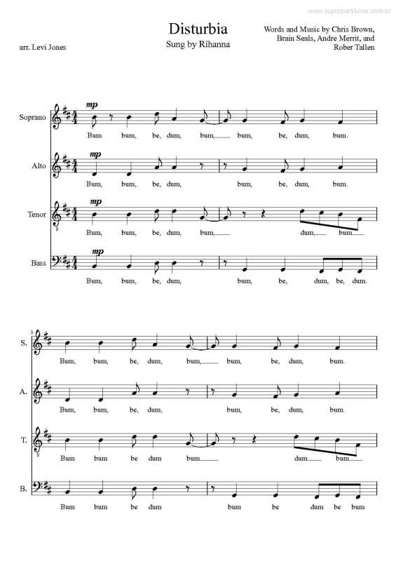 Partitura da música Disturbia