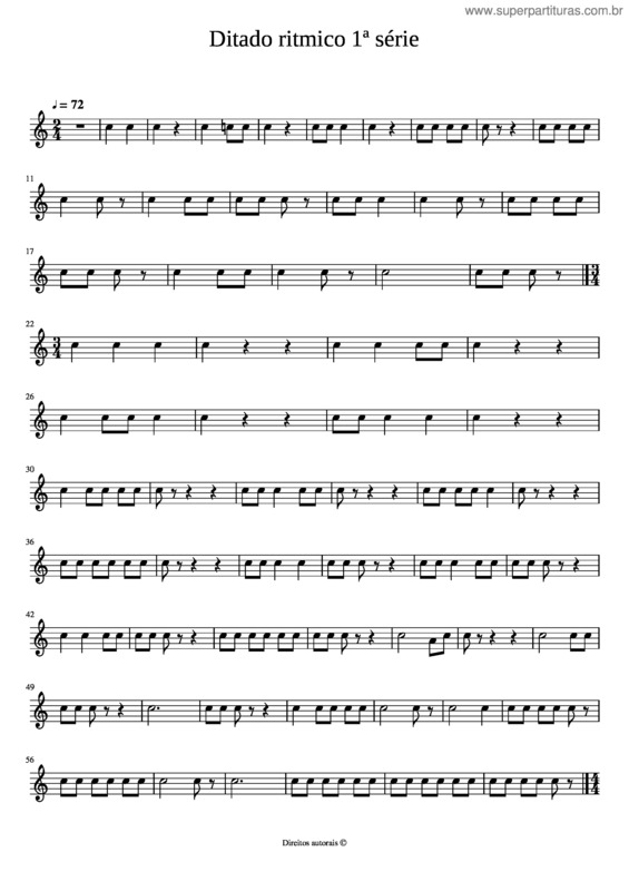 Partitura da música Ditado Ritmico 1ª Série