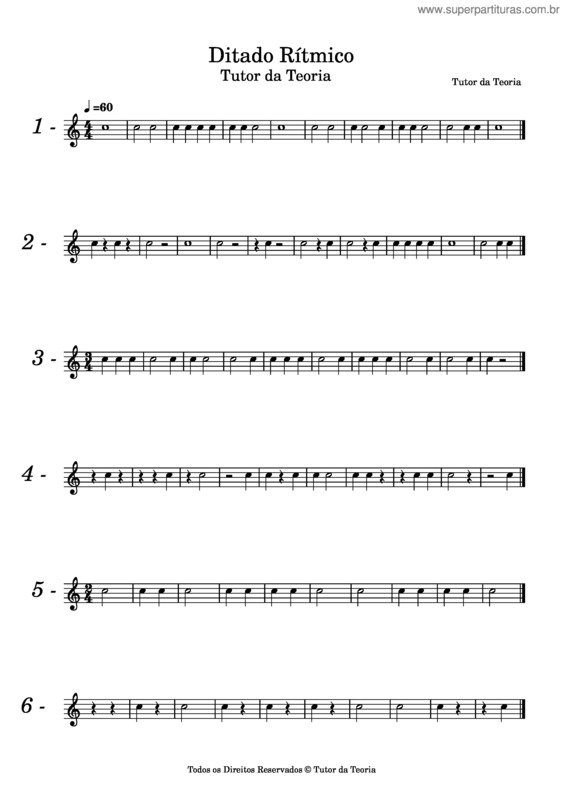 Partitura da música Ditado Rítmico 1.1 E 1.2
