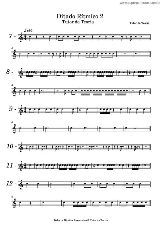 Partitura da música Ditado Rítmico 2.1 E 2.2