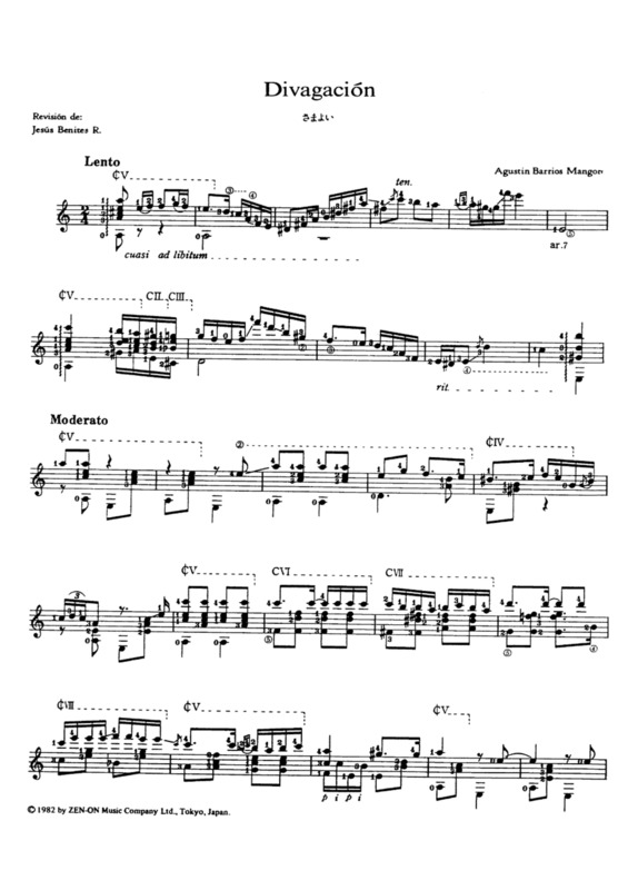 Partitura da música Divagación