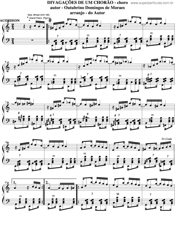 Partitura da música Divagações De Um Chorão v.3