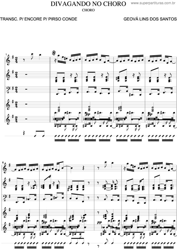 Partitura da música Divagando No Choro v.2