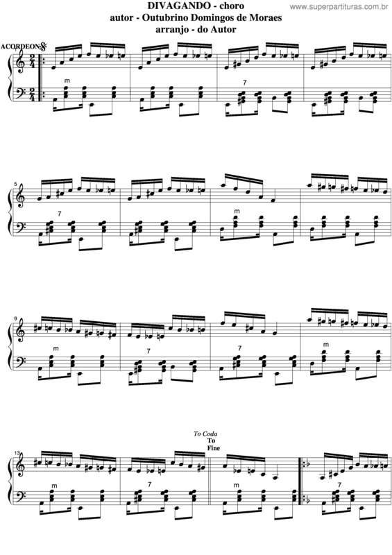 Partitura da música Divagando v.10