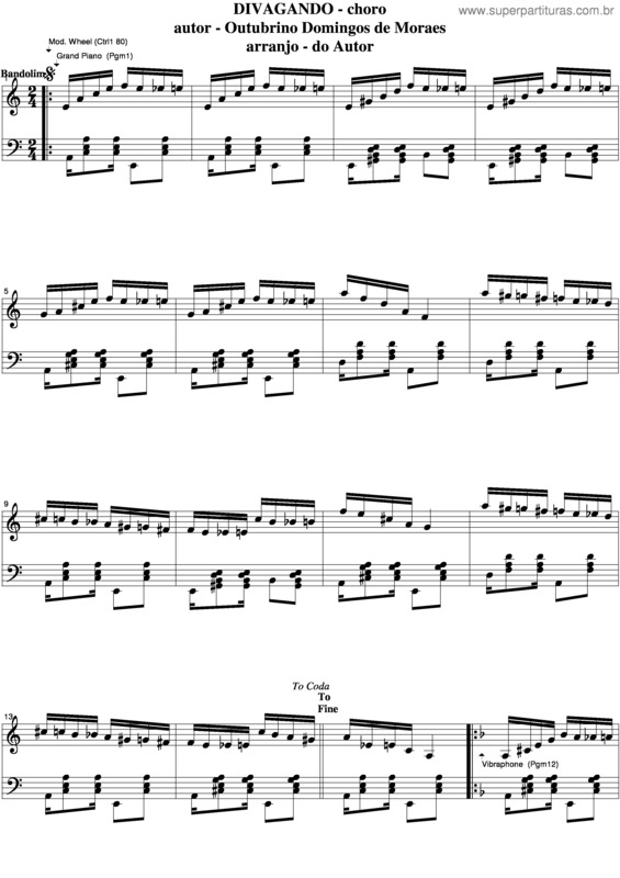 Partitura da música Divagando v.11