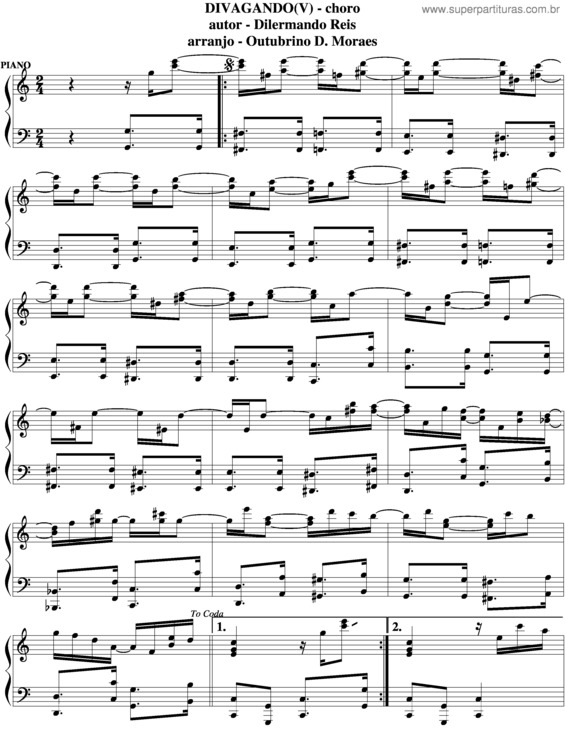 Partitura da música Divagando v.12