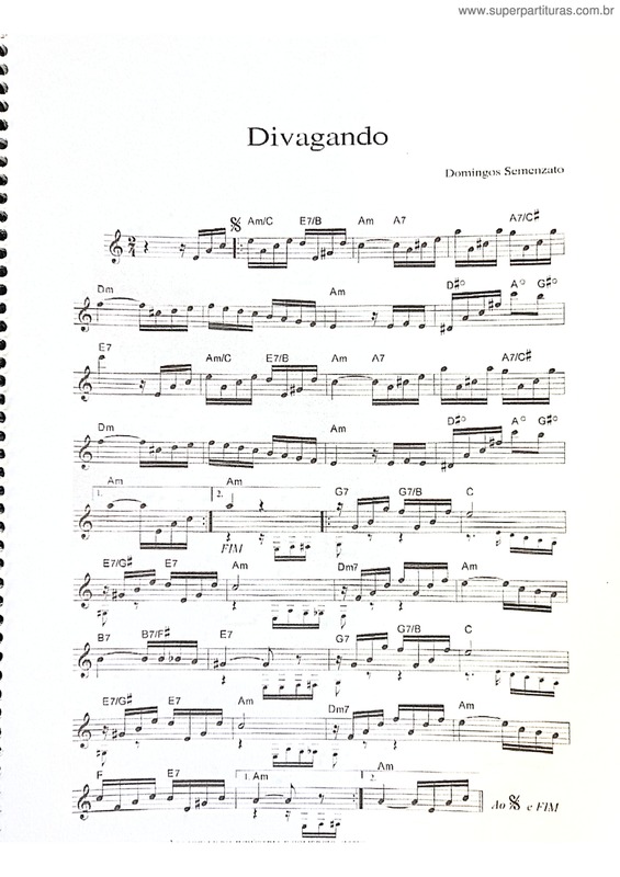 Partitura da música Divagando v.13