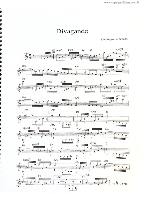 Partitura da música Divagando v.13