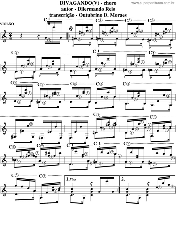 Partitura da música Divagando v.3