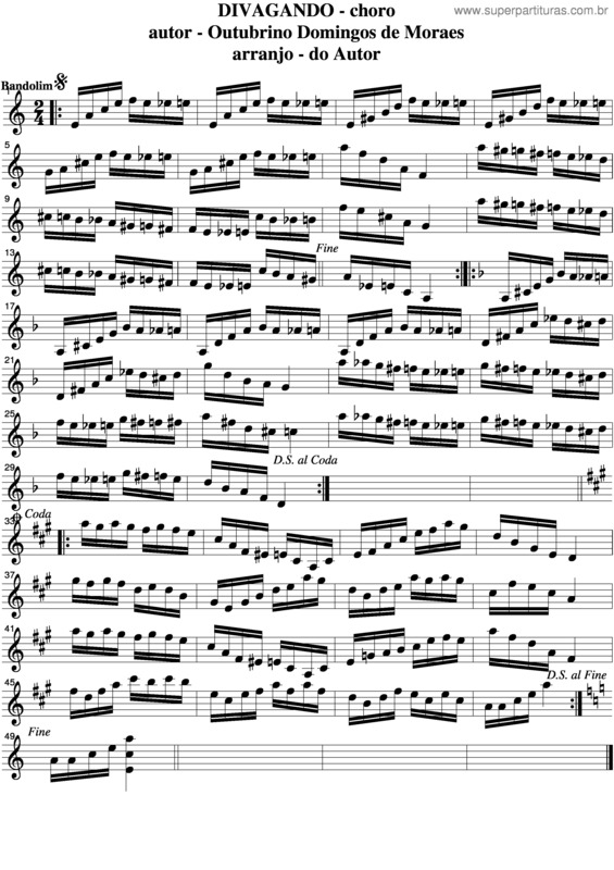 Partitura da música Divagando v.4