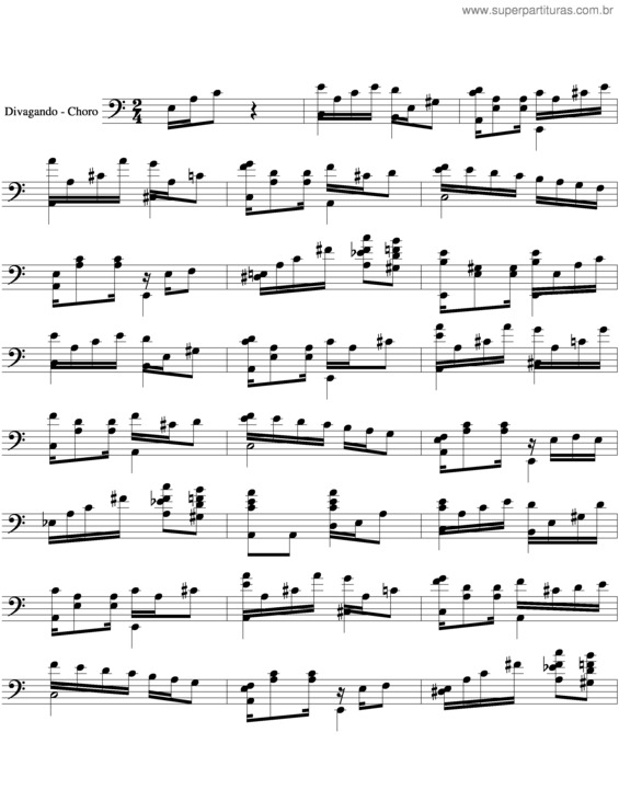 Partitura da música Divagando