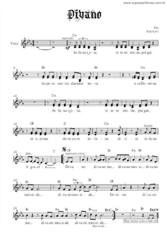 Partitura da música Divano