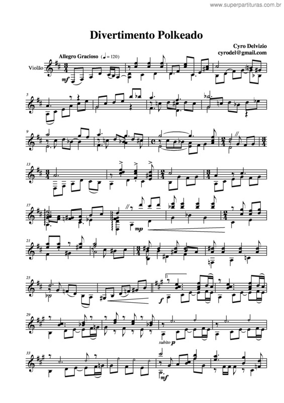 Partitura da música Divertimento polkeado