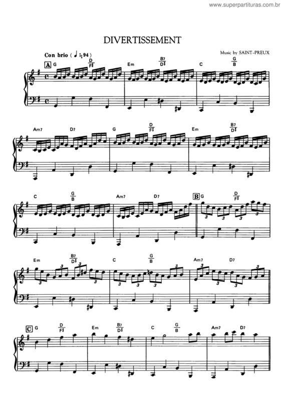 Partitura da música Divertissement