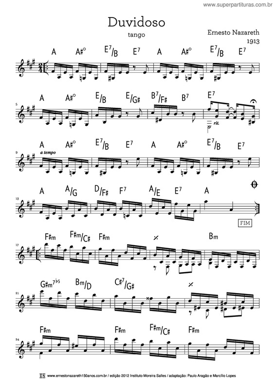 Partitura da música Dividoso