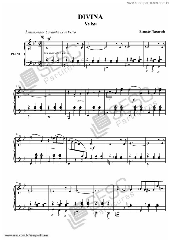 Partitura da música Divina