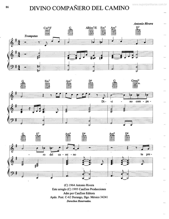 Partitura da música Divino Compañero Del Camino