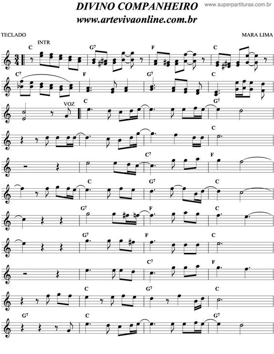 Partitura da música Divino Companheiro