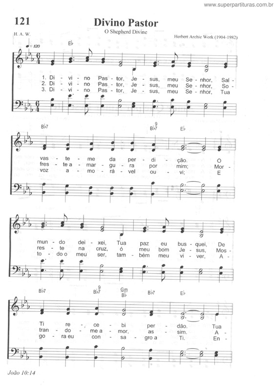 Partitura da música Divino Pastor