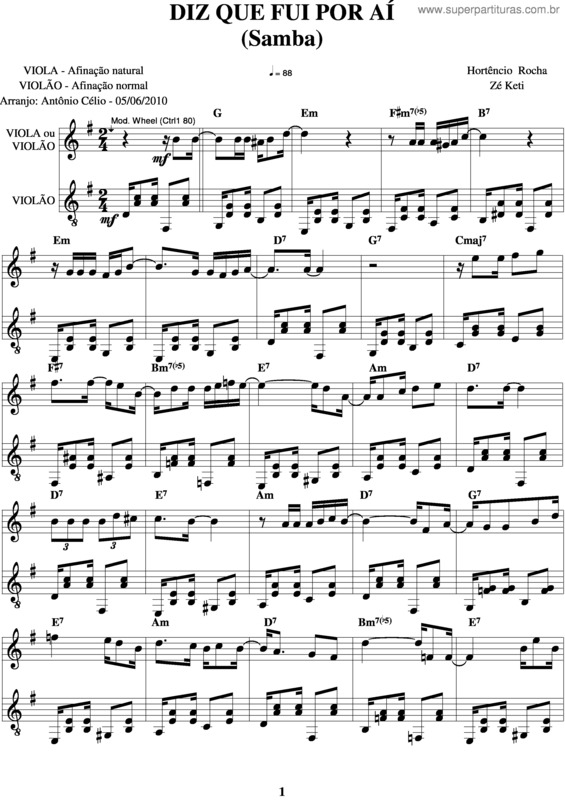 Partitura da música Diz Que Fui Por Aí v.6