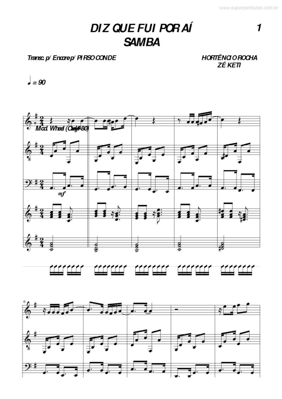 Partitura da música Diz que Fui Por Aí