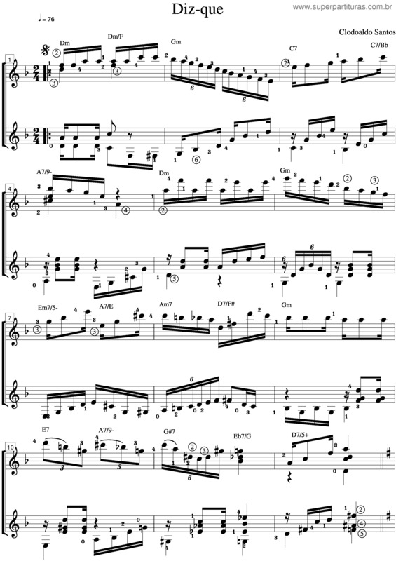 Partitura da música Diz-Que