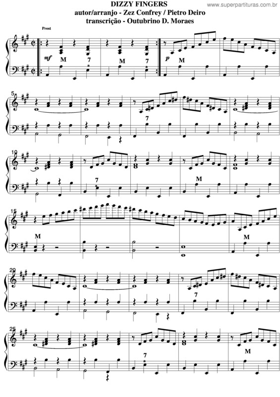 Partitura da música Dizzy Fingers