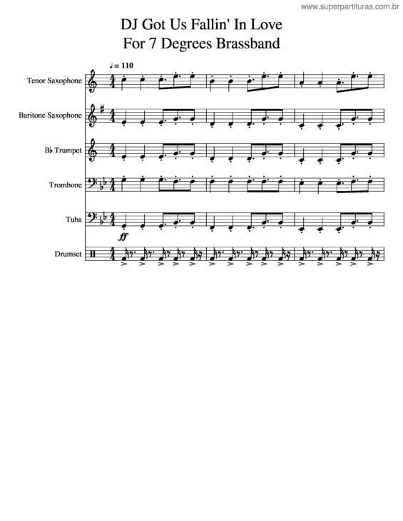 Partitura da música Dj Got Us Fallin` In Love For 7 Degrees Brassband