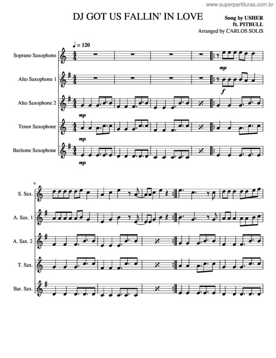 Partitura da música Dj Got Us Fallin` In Love v.3