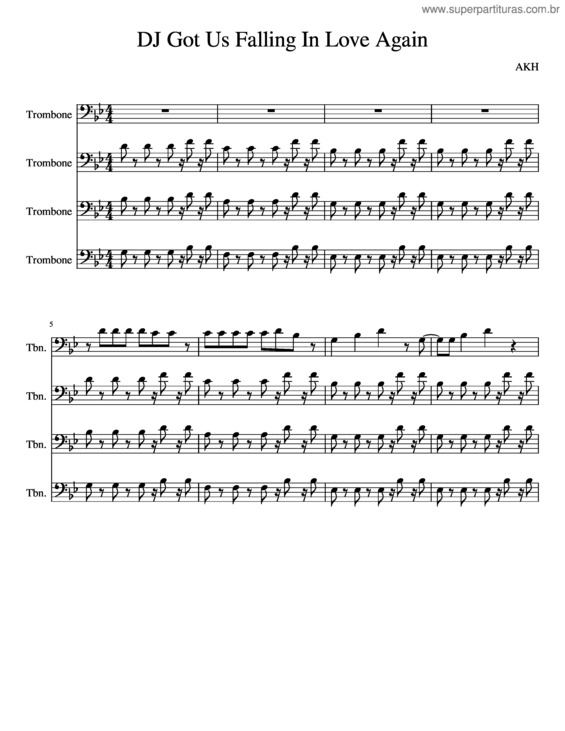 Partitura da música Dj Got Us Falling In Love Again v.3