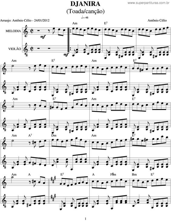 Partitura da música Djanira v.2