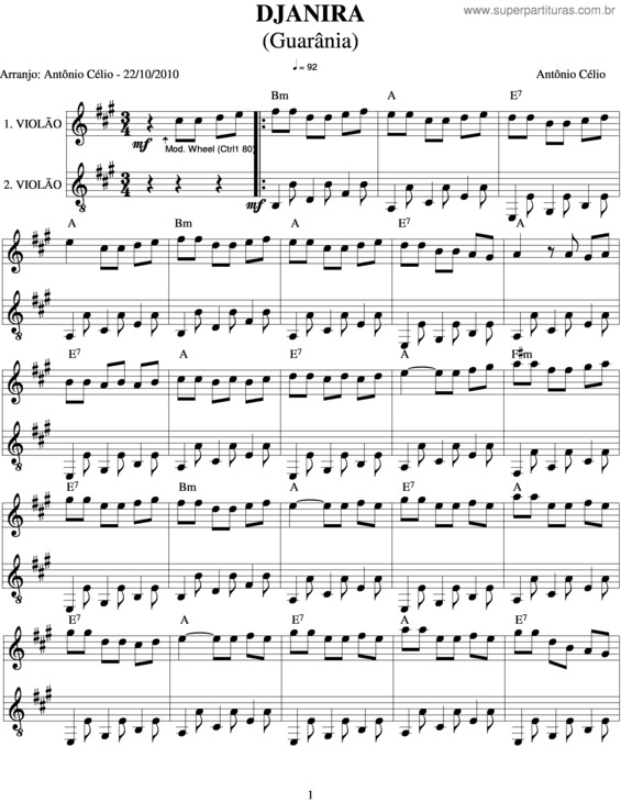 Partitura da música Djanira v.3