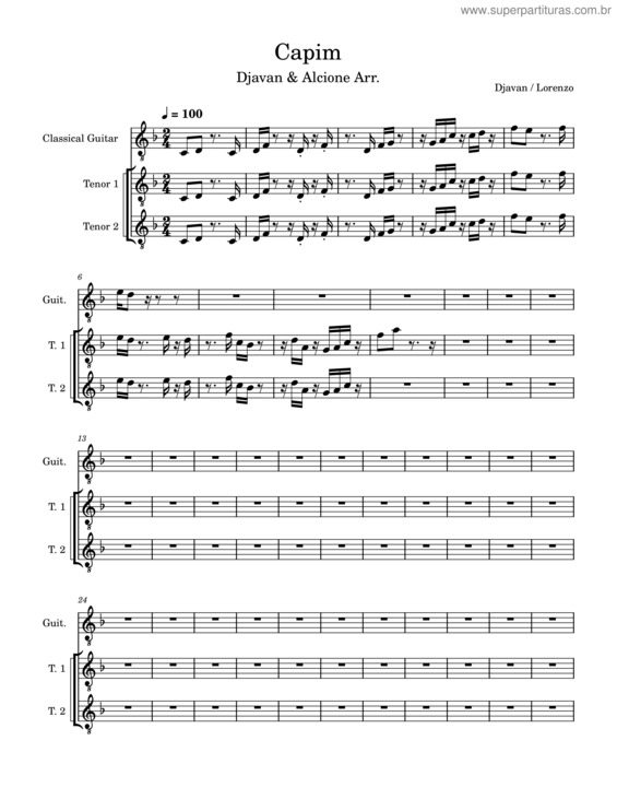Partitura da música Djavan Capim