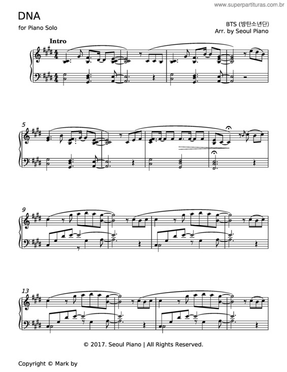 Partitura da música Dna – Bts v.6