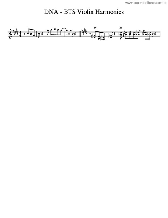 Partitura da música Dna – Bts Violin Harmonics